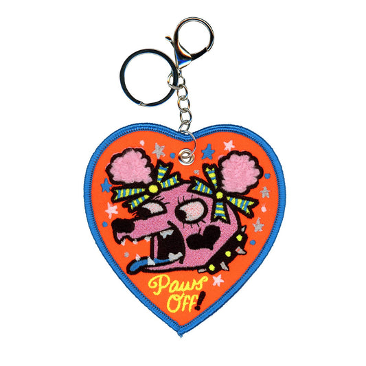 Paws Off! Embroidered Bag Charm / Keychain