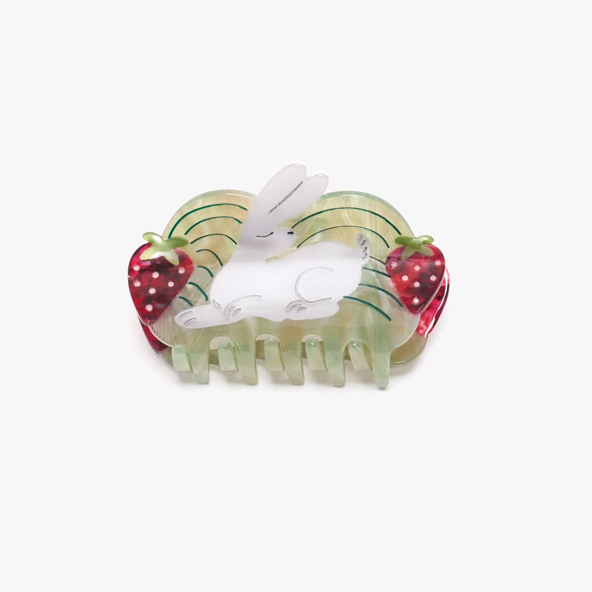 Strawberry Fields White Rabbit Cute Acetate Hair Claw Clip