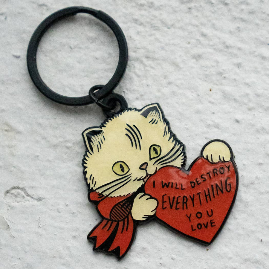 I Will Destroy... Cat Keychain