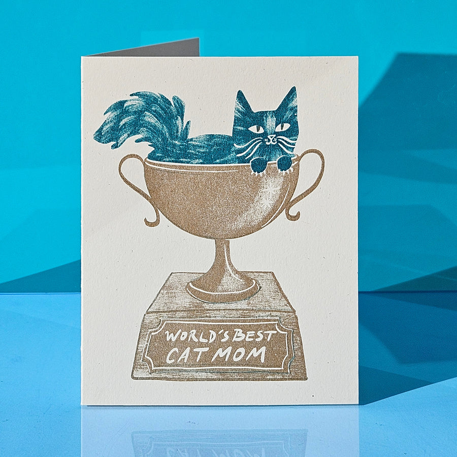 World's Best Cat Mom - Risograph Greeting Card