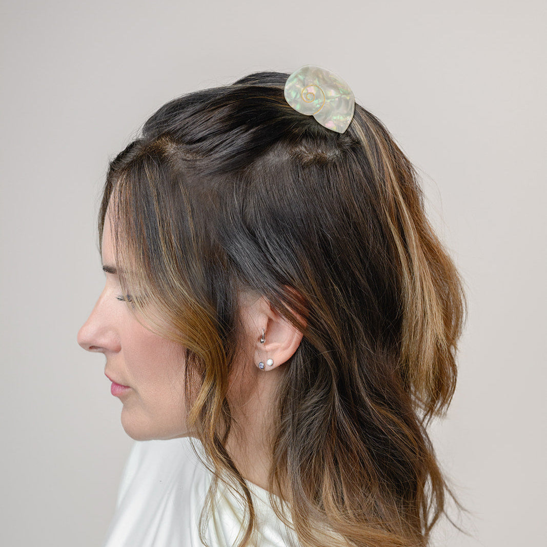 Siren Sea Shell Opal Acetate Mini Hair Claw