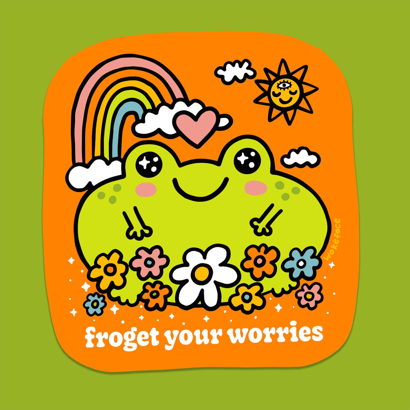 Forget Your Worries Frog Sticker
