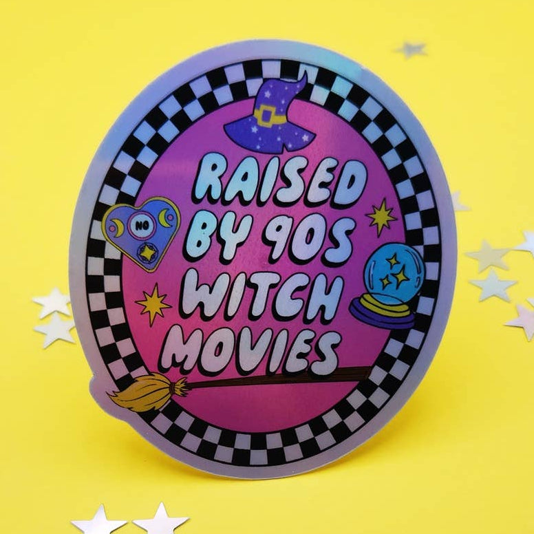 Raised By 90's Witch Movies Sticker