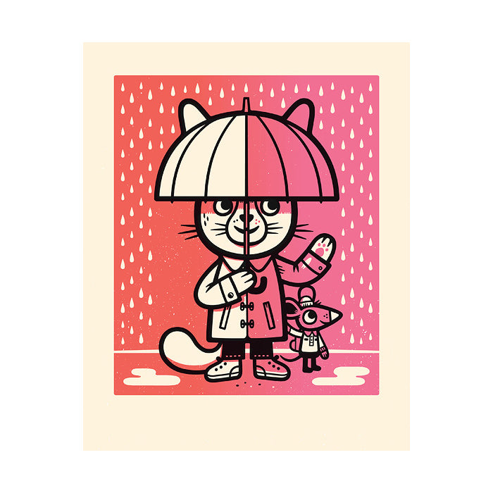 Umbrella Cat 8x10 Screen Print