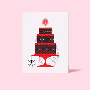 Birthday Cake Spider Letterpress Card