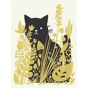 Cat Behind Plants 8x10" Print - World Famous Original