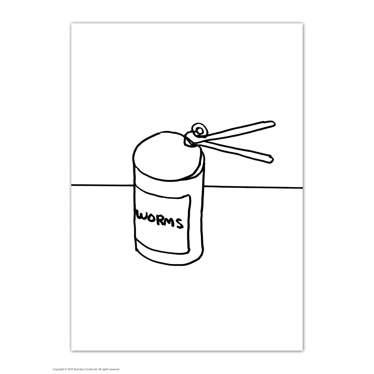 Can of Worms Art Postcard - David Shrigley