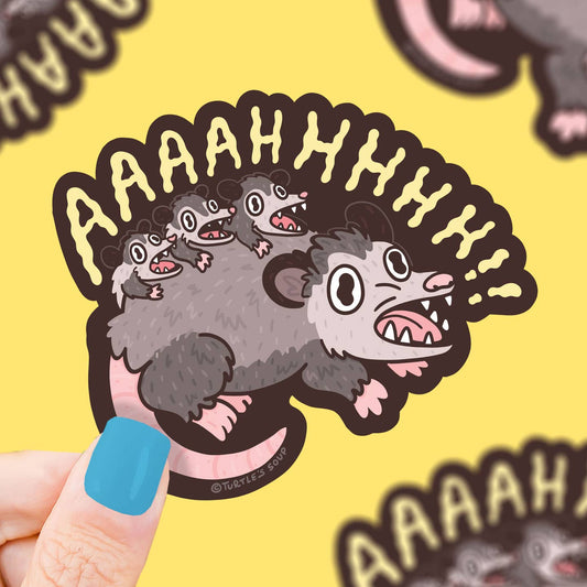 Screaming Opossum Vinyl Sticker Aaaaahhhhh!