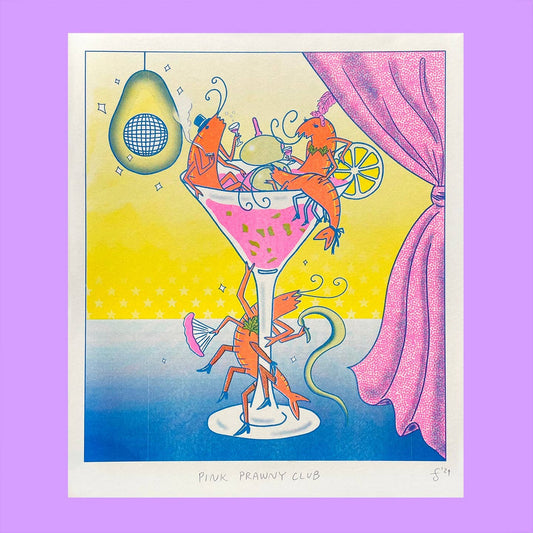 Pink Prawny Club - Riso Print