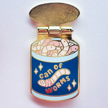 Can of Worms Hinged Enamel Pin