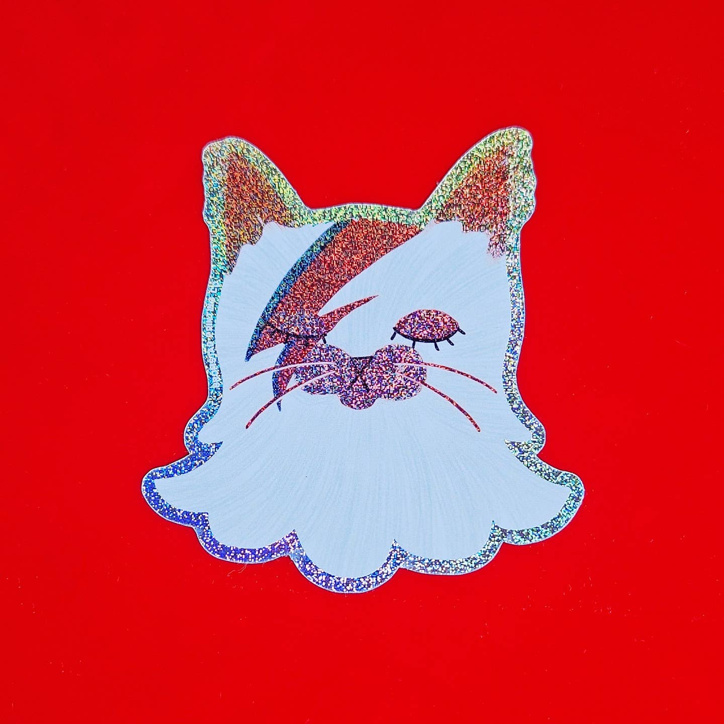 David Bowie Cat Glitter Sticker