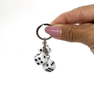 Dice Keychan / Bag Charm - White