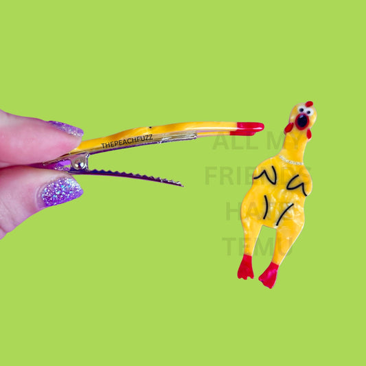Rubber Chicken Hair Clip Set