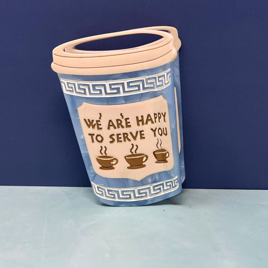 NYC Coffee Cup Hair Claw "We Are Happy To Serve You"
