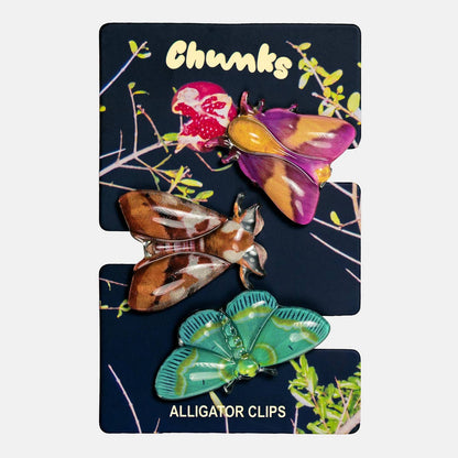 Allie Moth Hair Clips in Dream Flyers