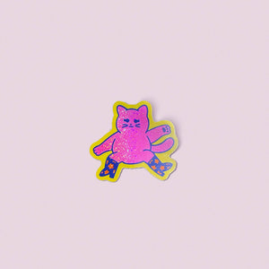 Dancing Cat Sparkle Sticker