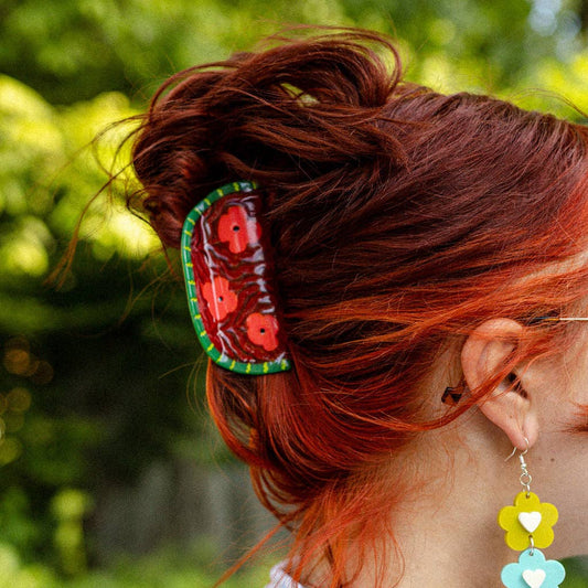 Watermelon & Poppies Hair Claw