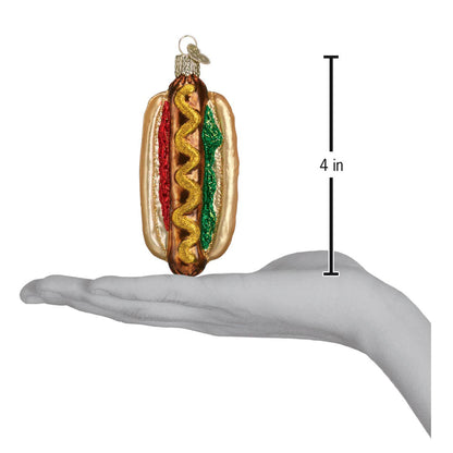 Hot Dog Glass Ornament