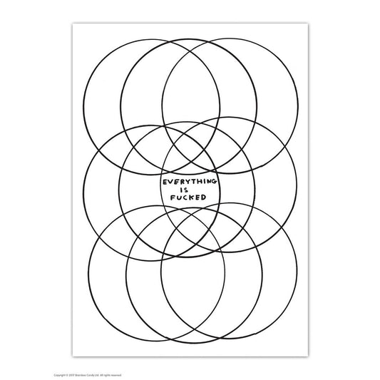 Everything is Fucked Art Postcard - David Shrigley