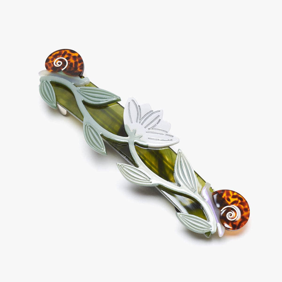 Brocéliande French Barrette with Lotus Flowers and Snails