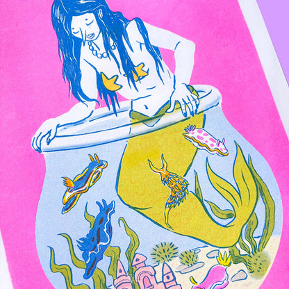 Mermaid & Her Nudis - Risograph Print