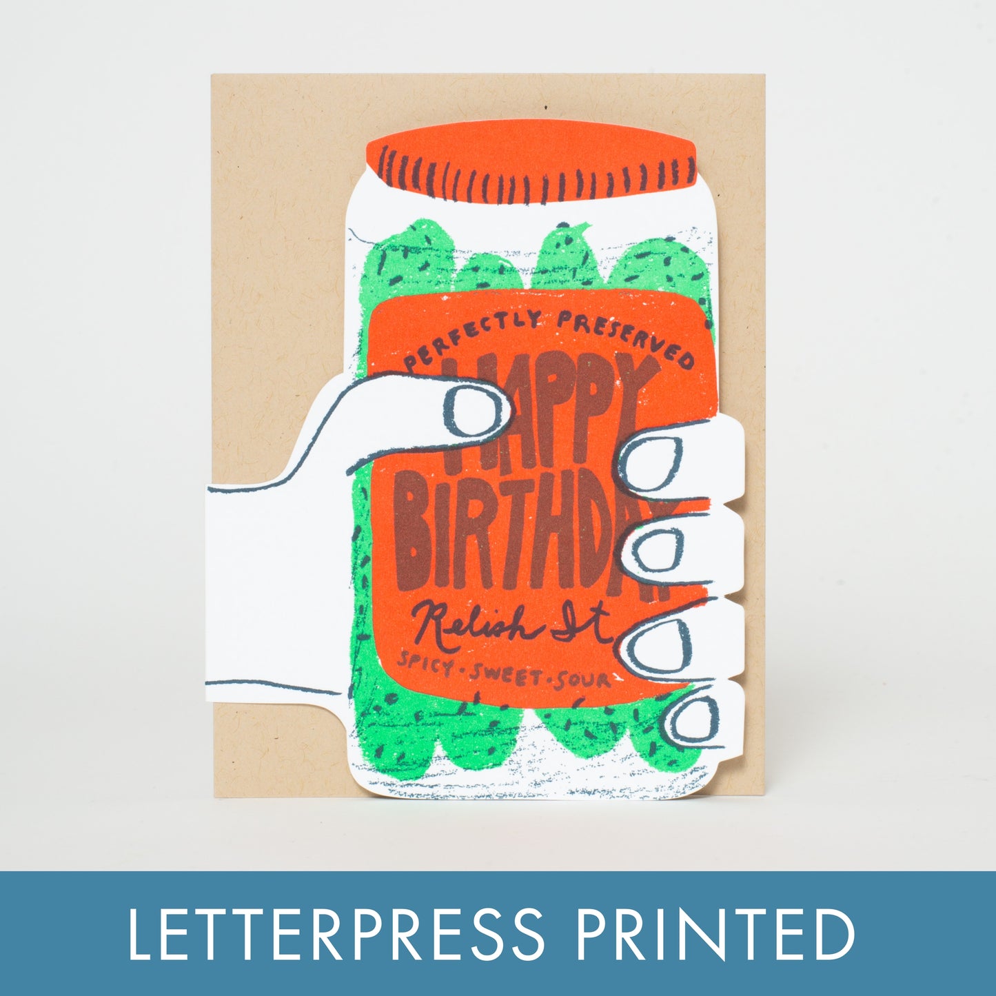 Pickle Birthday Die-Cut Letterpress Greeting Card By Egg Press