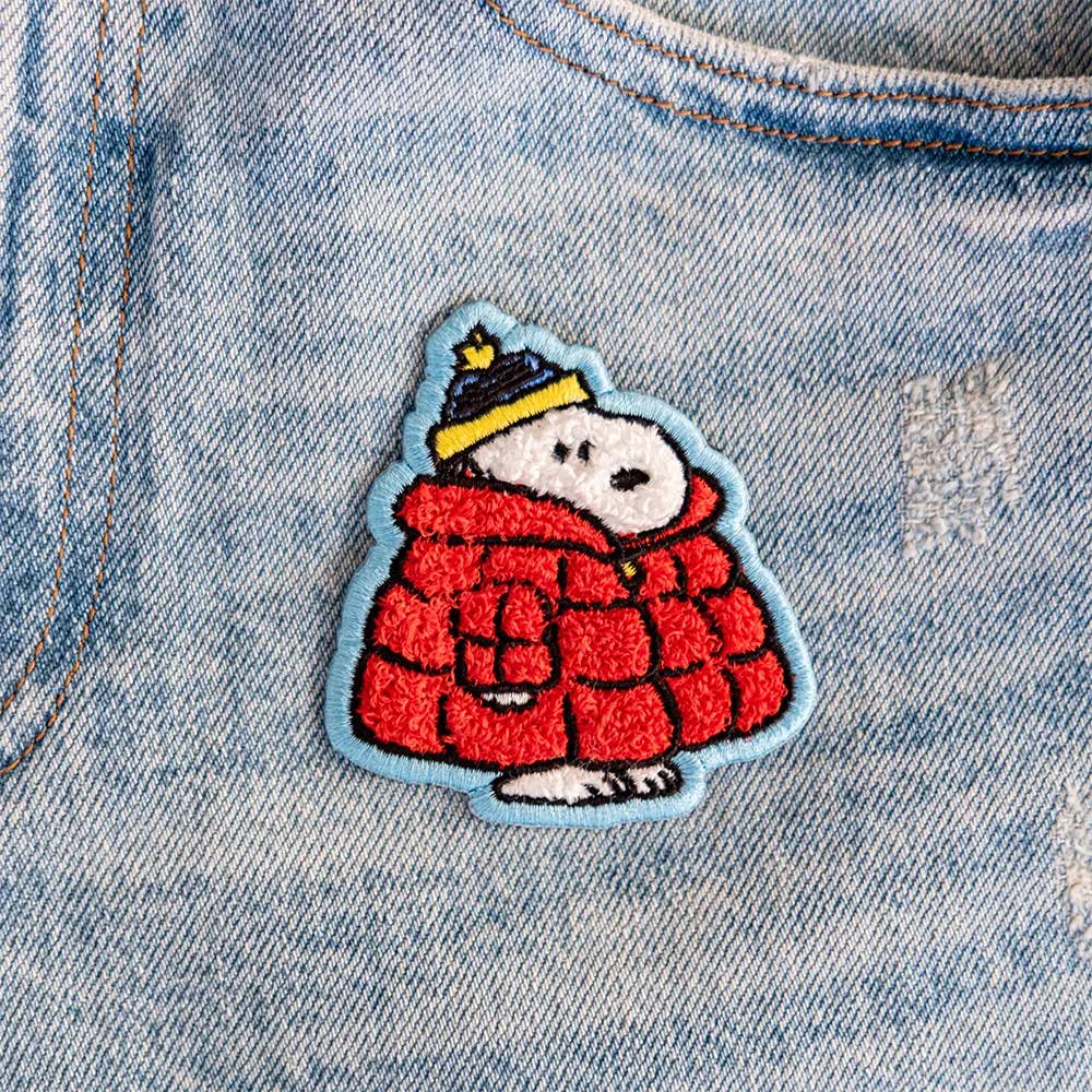 Snoopy Puffer Coat Peanuts, Chenille Iron-On Patch