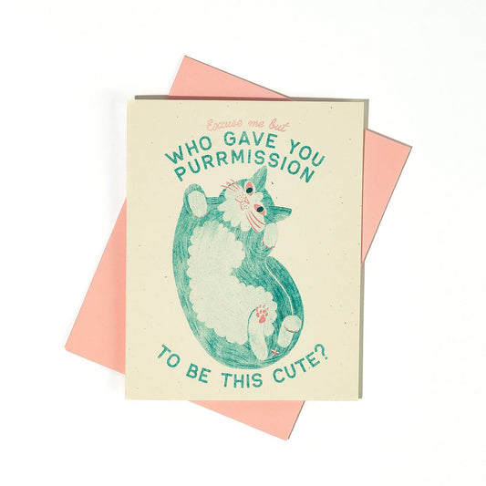 Who Gave You Purrmission? - Risograph Card