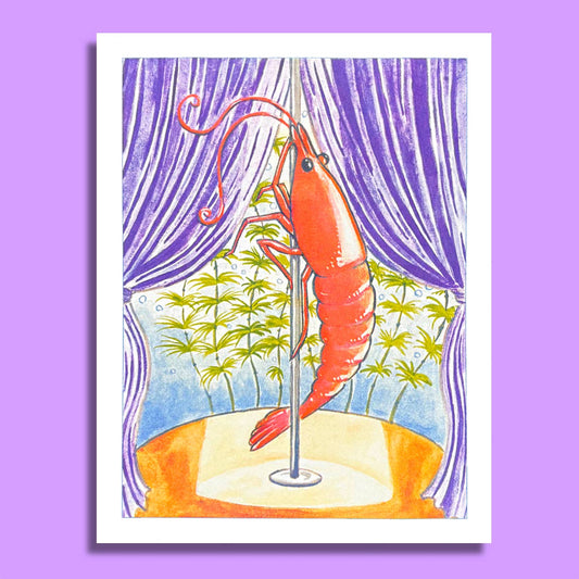 Shrimp Dancer - Risograph Print