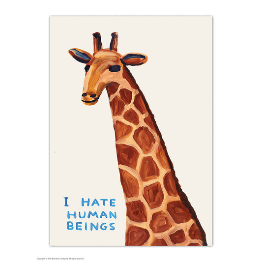 I Hate Human Beings Art Postcard - David Shrigley