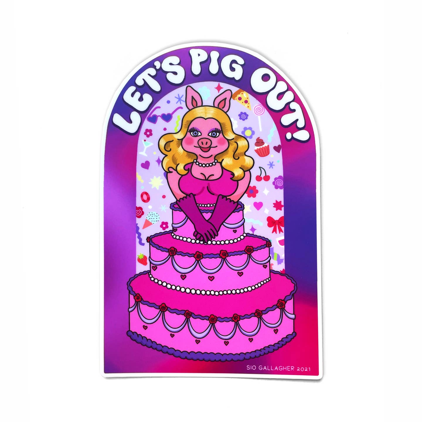 Let's Pig Out Sticker
