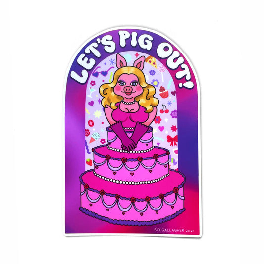 Let's Pig Out Sticker