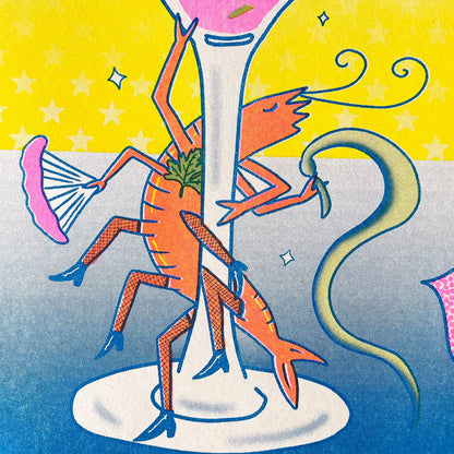 Pink Prawny Club - Riso Print