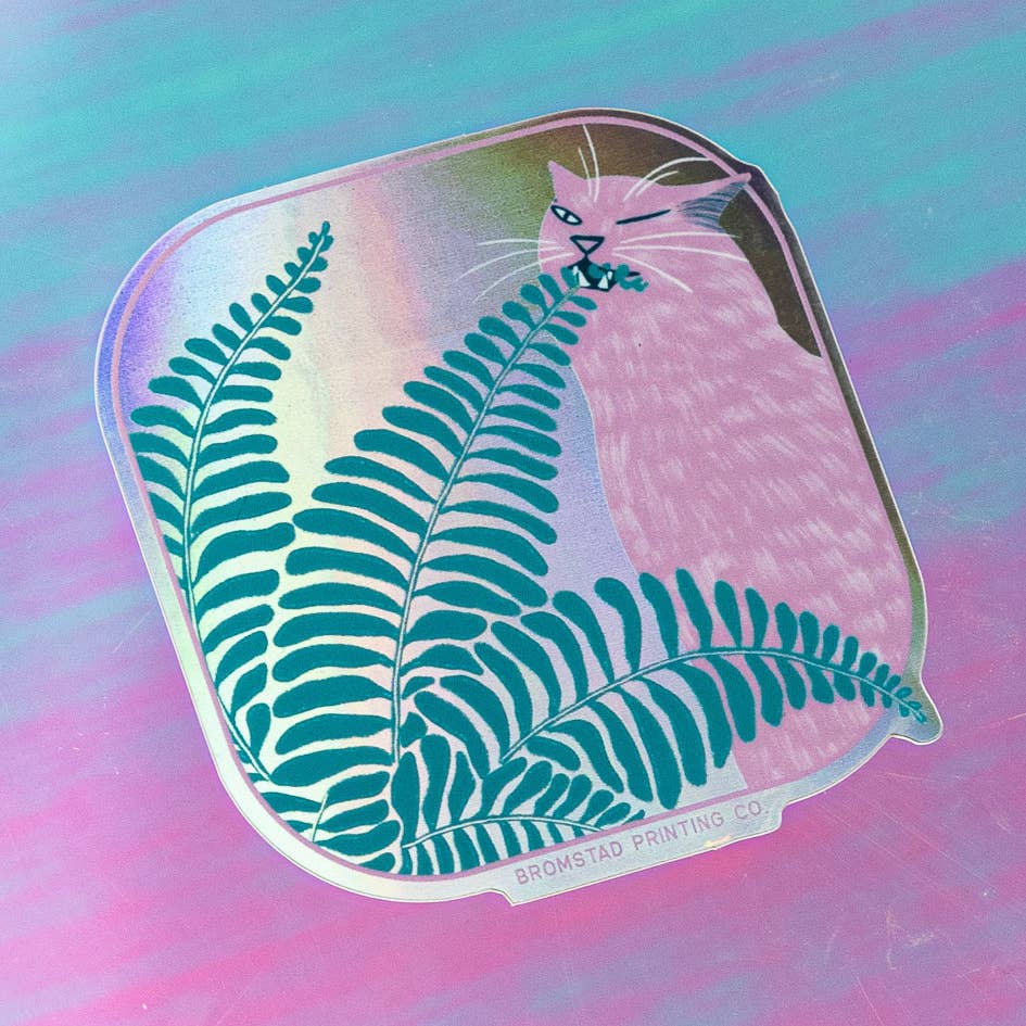 Fern Cat - Holographic Sticker