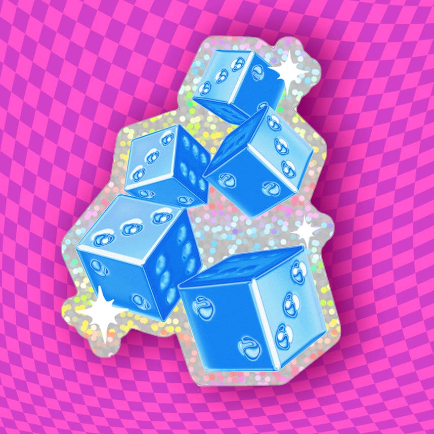 Chrome Dice Glitter Sticker