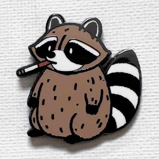 Raccoon Smoking Enamel Pin