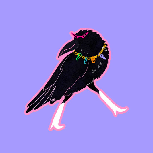 Crow with Trinket Necklace - Sticker