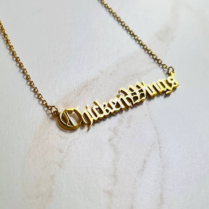 Chicken Wings word necklace gold