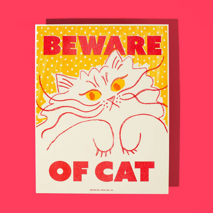 Beware of Cat - Risograph Print