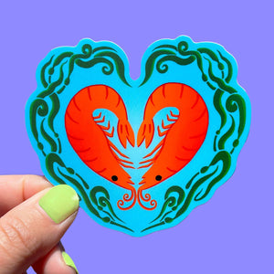 Shrimply In Love Vinyl Sticker
