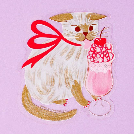 Milkshake Cat - Clear Sticker