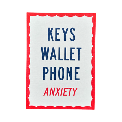 Keys Wallet Phone Anxiety Mini Riso Print