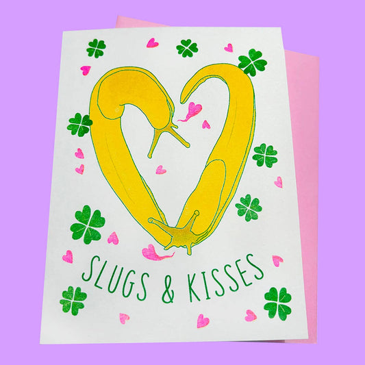 Slugs & Kisses Risograph Greeting Card