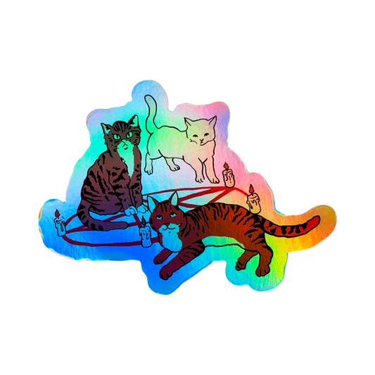 Satanic Cat Cult Holographic Sticker