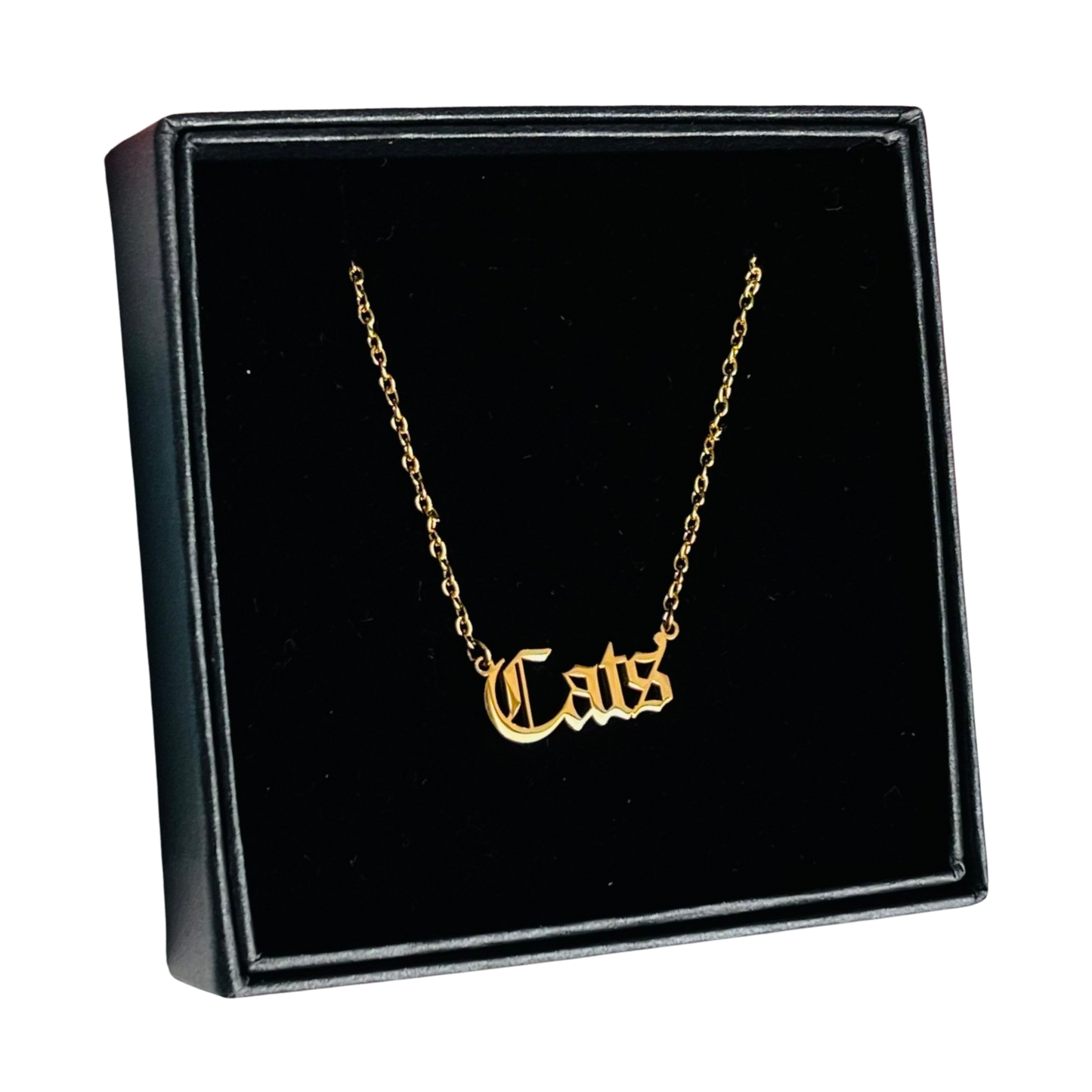 Cats - word necklace gold