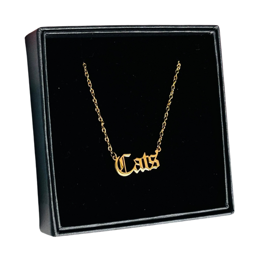 Cats - word necklace gold