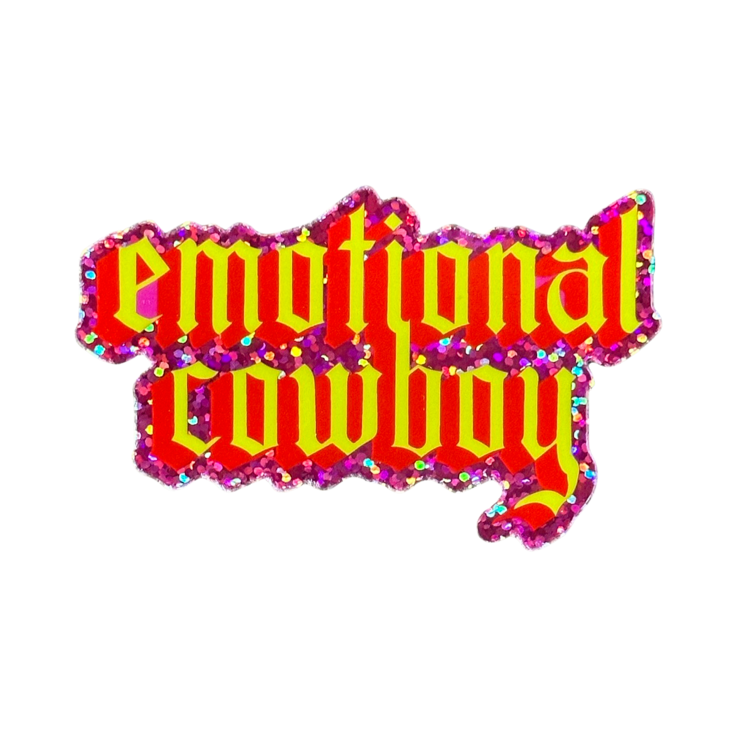 Emotional Cowboy Glitter Sticker