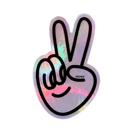 Peace Hand Holographic Sticker