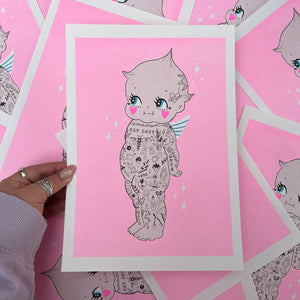 Tattooed Kewpie - A4 Risograph Print