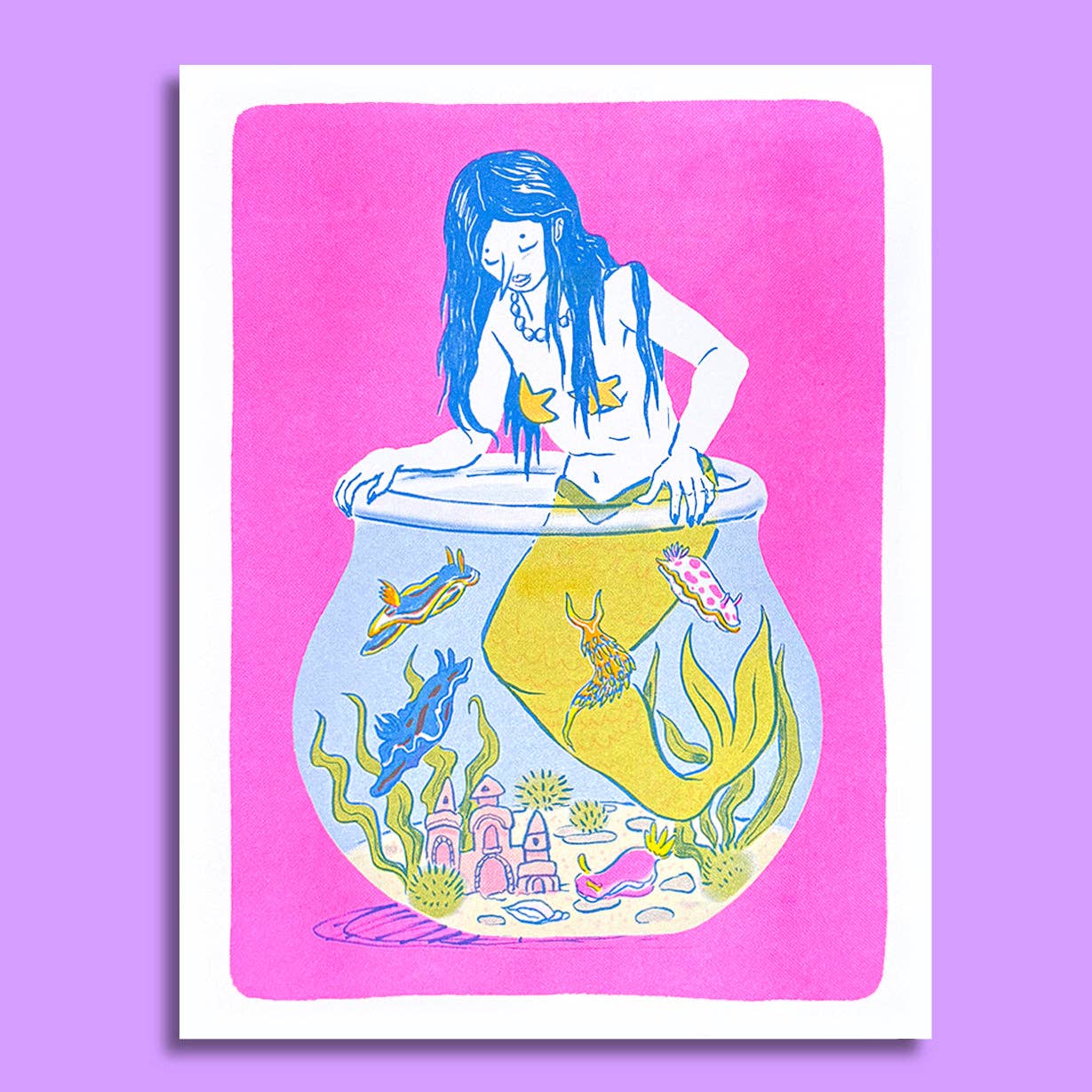 Mermaid & Her Nudis - Risograph Print